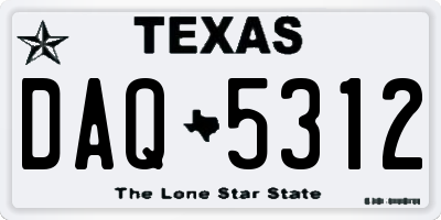 TX license plate DAQ5312