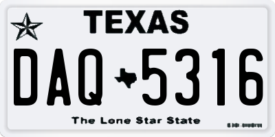 TX license plate DAQ5316