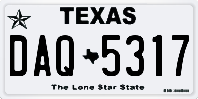 TX license plate DAQ5317