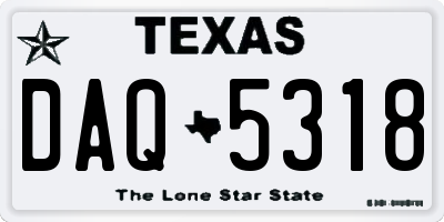 TX license plate DAQ5318