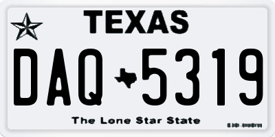 TX license plate DAQ5319
