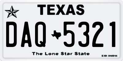 TX license plate DAQ5321