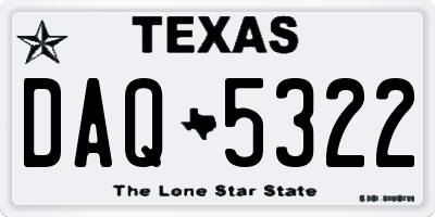 TX license plate DAQ5322