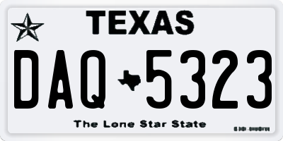 TX license plate DAQ5323