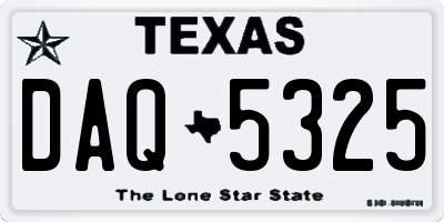 TX license plate DAQ5325