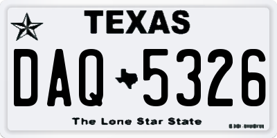 TX license plate DAQ5326