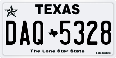 TX license plate DAQ5328