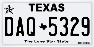 TX license plate DAQ5329