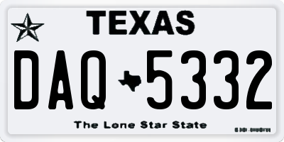 TX license plate DAQ5332