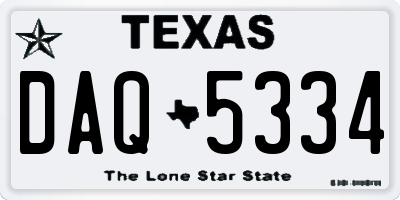 TX license plate DAQ5334