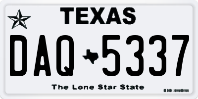 TX license plate DAQ5337