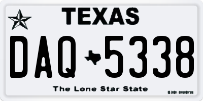 TX license plate DAQ5338
