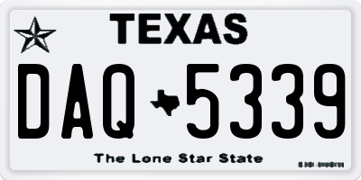 TX license plate DAQ5339
