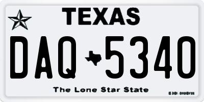 TX license plate DAQ5340