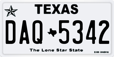 TX license plate DAQ5342