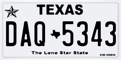 TX license plate DAQ5343