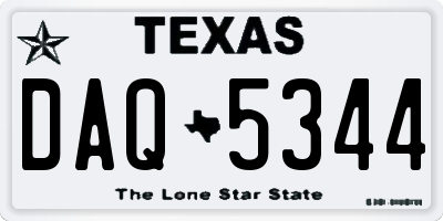 TX license plate DAQ5344
