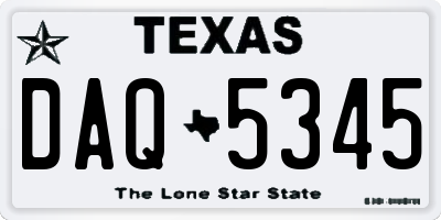 TX license plate DAQ5345