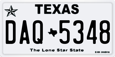 TX license plate DAQ5348
