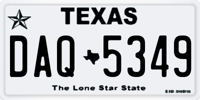TX license plate DAQ5349