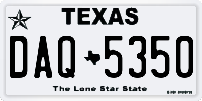 TX license plate DAQ5350