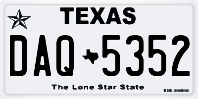 TX license plate DAQ5352
