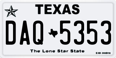 TX license plate DAQ5353