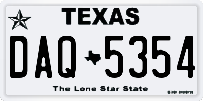 TX license plate DAQ5354
