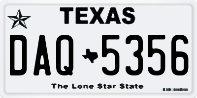TX license plate DAQ5356