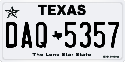 TX license plate DAQ5357