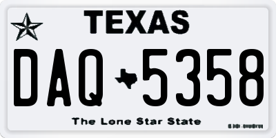 TX license plate DAQ5358