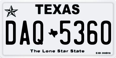 TX license plate DAQ5360