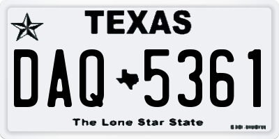 TX license plate DAQ5361