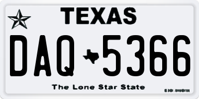 TX license plate DAQ5366