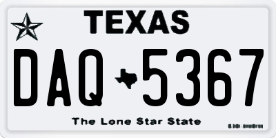 TX license plate DAQ5367