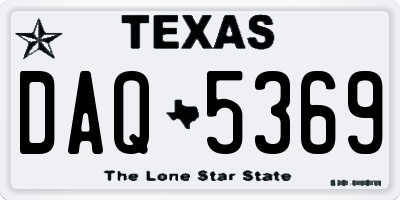 TX license plate DAQ5369