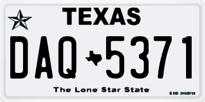 TX license plate DAQ5371
