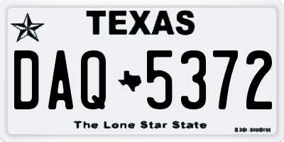 TX license plate DAQ5372