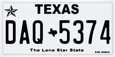 TX license plate DAQ5374