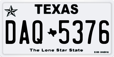 TX license plate DAQ5376