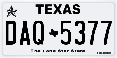 TX license plate DAQ5377