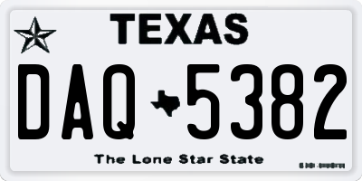 TX license plate DAQ5382