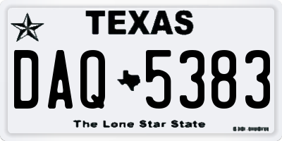 TX license plate DAQ5383