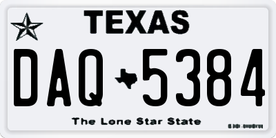 TX license plate DAQ5384