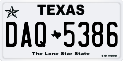 TX license plate DAQ5386