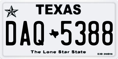 TX license plate DAQ5388