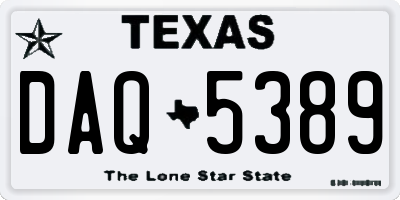 TX license plate DAQ5389