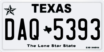 TX license plate DAQ5393