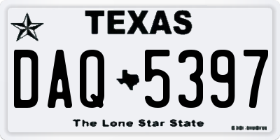 TX license plate DAQ5397