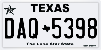 TX license plate DAQ5398